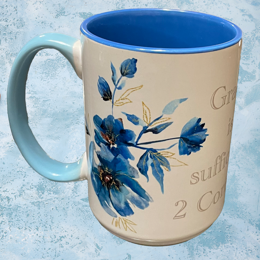 15 OZ Ceramic blue personalizable photo mug
